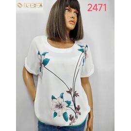 Фотография Футболка женская 2471 white р.52-62 "LIDA" недорого оптом от прямого поставщика