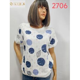 Фотография Футболка женская 2706 white-blue р.52-62 "LIDA" недорого оптом от прямого поставщика
