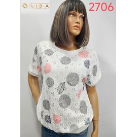 Фотография Футболка женская 2706 white-l.grey р.52-62 "LIDA" недорого оптом от прямого поставщика