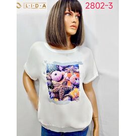 Фотография Футболка женская 2802-3 white р.52-62 "LIDA" недорого оптом от прямого поставщика