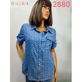 Фотография Рубашка женская летняя 2880 blue р.52-62 "LIDA" недорого оптом от прямого поставщика