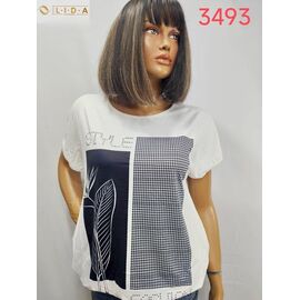 Фотография Футболка женская 3493 white р.52-62 "LIDA" недорого оптом от прямого поставщика