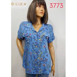 Фотография Рубашка женская летняя 3773 blue р.52-62 "LIDA" недорого оптом от прямого поставщика