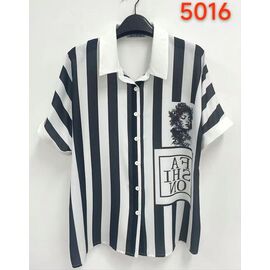 Фотография Рубашка женская летняя 5016 white-black р.52-62 "LIDA" недорого оптом от прямого поставщика