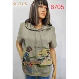 Фотография Футболка женская 8705 khaki р.52-62 "LIDA" недорого оптом от прямого поставщика