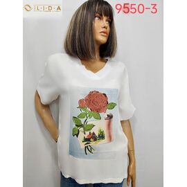Фотография Футболка женская 9550-3 white р.50-60 "LIDA" недорого оптом от прямого поставщика