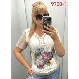 Фотография Футболка женская 9720-1 beige р.50-60 "LIDA" недорого оптом от прямого поставщика