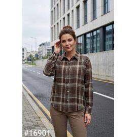Фотография Рубашка женская 16901 brown-beige р.44-48 "Kosta" недорого оптом от прямого поставщика