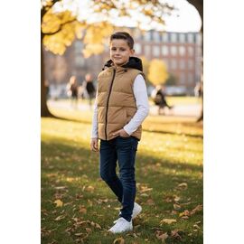 Фотография Жилетка детская на мальчика 50231 beige р.128-158 "Delfinka" недорого оптом от прямого поставщика