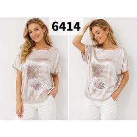Фотография Футболка женская 6414 beige р.48-56 "VERJINIA" недорого оптом от прямого поставщика
