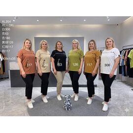 Фотография Футболка женская AL7204 brown р.XL-3XL "FLORA" недорого оптом от прямого поставщика