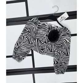 Фотография Блузка детская на девочку 404 black-white р.128-152 "Kosmy" недорого оптом от прямого поставщика
