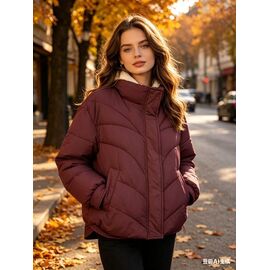 Фотография Куртка женская демисезонная B3320 wine р.M-2XL "Jacket" недорого оптом от прямого поставщика