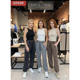 Фотография Штаны спортивные женские Q102 brown р.M-XL "FLORA" недорого оптом от прямого поставщика