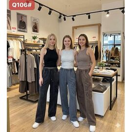 Фотография Штаны спортивные женские Q106 grey р.M-XL "FLORA" недорого оптом от прямого поставщика