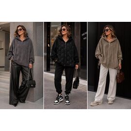 Кофта спортивна жіноча тепла 7065 beige р.2XL-4XL "Saint Wish" недорого оптом від прямого постачальника