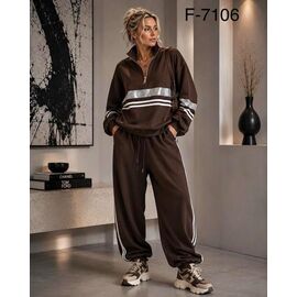 Костюм спортивний жіночий F7106 brown р.3XL-5XL "Saint Wish" недорого оптом від прямого постачальника