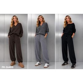 Штани спортивні жіночі теплі FR26405 brown р.XL-3XL "Saint Wish" недорого оптом від прямого постачальника