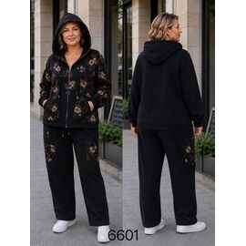 Фотография Костюм спортивный женский тёплый 6601 black р.XL-4XL "Immei" недорого оптом от прямого поставщика