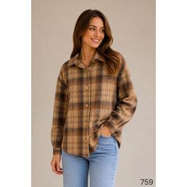 Фотография Рубашка женская 759 d.beige р.42-56 "DORA" недорого оптом от прямого поставщика