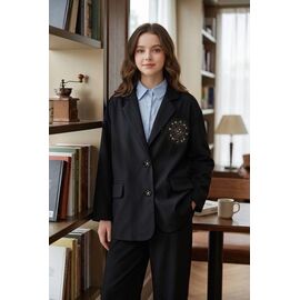 Фотография Пиджак детский на девочку 2602 black р.120-160 "Delfinka" недорого оптом от прямого поставщика