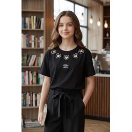 Фотография Футболка детская на девочку 5579-1 black р.130-170 "Delfinka" недорого оптом от прямого поставщика