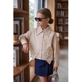 Фотография Рубашка детская на девочку A035 beige р.110-150 "Delfinka" недорого оптом от прямого поставщика