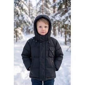 Фотография Курка детская зимняя на мальчика 26340 black р.110-128 "Delfinka" недорого оптом от прямого поставщика