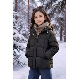 Фотография Курка детская зимняя на девочку 66128 black р.134-158 "Delfinka" недорого оптом от прямого поставщика