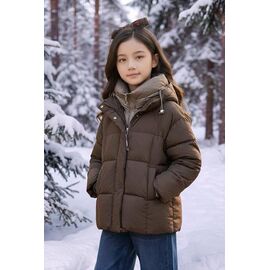 Фотография Курка детская зимняя на девочку 66128 brown р.134-158 "Delfinka" недорого оптом от прямого поставщика