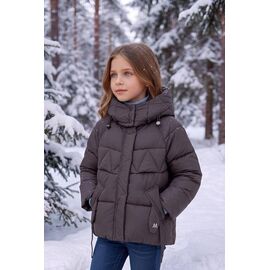 Фотография Курка детская зимняя на девочку 822 brown р.122-146 "Delfinka" недорого оптом от прямого поставщика