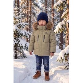 Фотография Курка детская зимняя на мальчика HM611 beige р.92-116 "Delfinka" недорого оптом от прямого поставщика