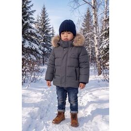 Фотография Курка детская зимняя на мальчика HM620 grey р.92-116 "Delfinka" недорого оптом от прямого поставщика