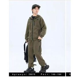 Фотография Костюм детский спортивный на мальчика 26610 khaki р.152-170 "Delfinka" недорого оптом от прямого поставщика