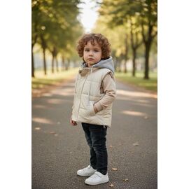 Фотография Жилетка детская на мальчика 39 beige р.86-116 "Delfinka" недорого оптом от прямого поставщика