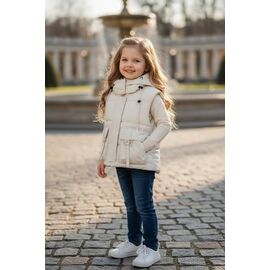 Фотография Жилетка детская на девочку 56928 beige р.80-110 "Delfinka" недорого оптом от прямого поставщика