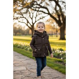 Фотография Жилетка детская на девочку 56928 brown р.80-110 "Delfinka" недорого оптом от прямого поставщика