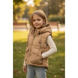 Фотография Жилетка детская на девочку 56929 beige р.92-116 "Delfinka" недорого оптом от прямого поставщика