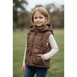 Фотография Жилетка детская на девочку 56929 brown р.92-116 "Delfinka" недорого оптом от прямого поставщика