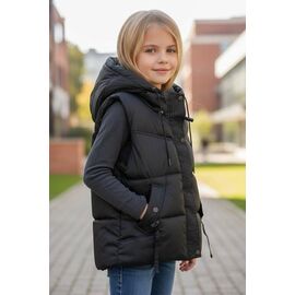 Фотография Жилетка детская на девочку 56931 black р.110-134 "Delfinka" недорого оптом от прямого поставщика