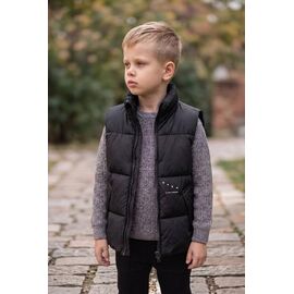Фотография Жилетка детская на мальчика 602-1 black р.122-146 "Delfinka" недорого оптом от прямого поставщика