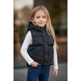 Фотография Жилетка детская на девочку 88019 black р.98-122 "Delfinka" недорого оптом от прямого поставщика