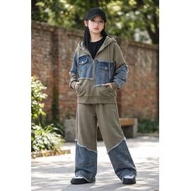 Фотография Костюм детский спортивный на девочку 98011 khaki р.130-170 "Delfinka" недорого оптом от прямого поставщика