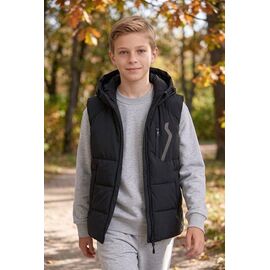 Фотография Жилетка детская на мальчика MJ99 black р.134-158 "Delfinka" недорого оптом от прямого поставщика