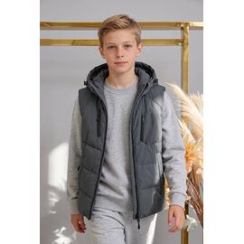 Фотография Жилетка детская на мальчика MJ99 grey р.134-158 "Delfinka" недорого оптом от прямого поставщика