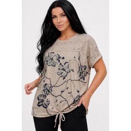 Фотография Футболка женская 26017 beige р.52-56 "Elena&Vika" недорого оптом от прямого поставщика