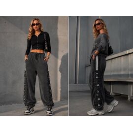 Фотография Штаны спортивные женские 89018D black р.M-XL "Yafeier" недорого оптом от прямого поставщика
