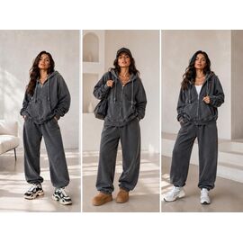 Фотография Костюм спортивный женский тёплый AA03 grey р.S-L "Yafeier" недорого оптом от прямого поставщика