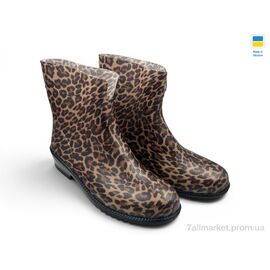 Гумове взуття жіноче Весна/осінь Леопард коричневий (6 пар р.36-41) "Rai shoes" недорого оптом від прямого постачальника