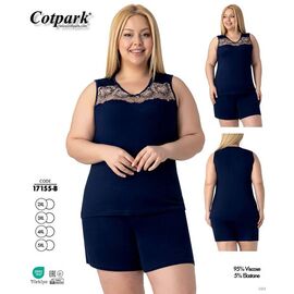 Піжама легка жіноча 17155B navy р.2XL-5XL "Cotpark" недорого оптом від прямого постачальника